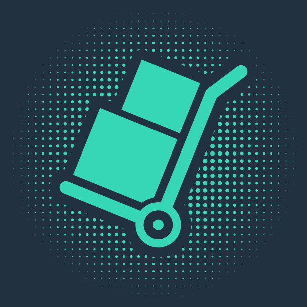 绿色手推车和箱子图标隔离在蓝色图片下载