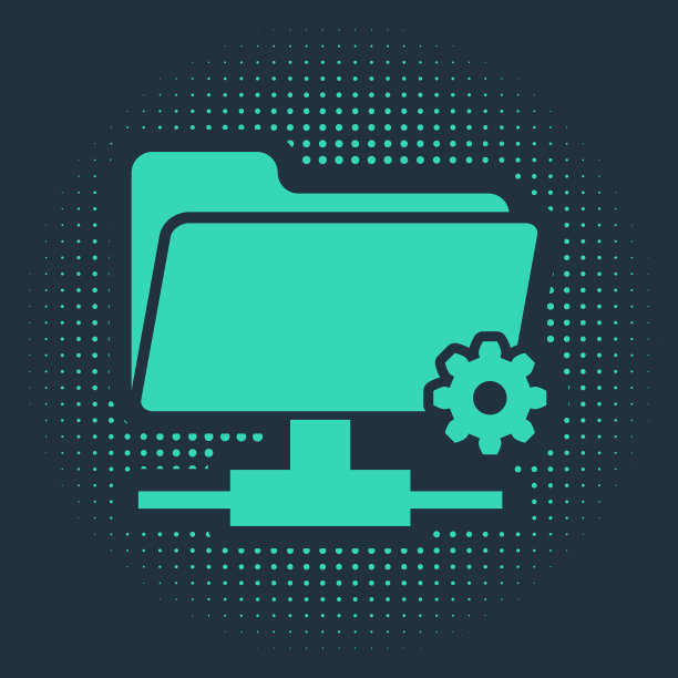 绿色的FTP设置文件夹图标隔离在蓝色图片下载