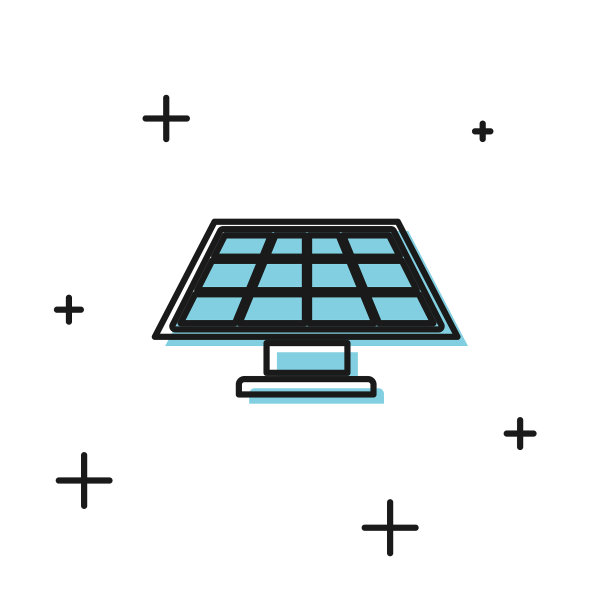 黑色太阳能电池板图标孤立在白色图片下载