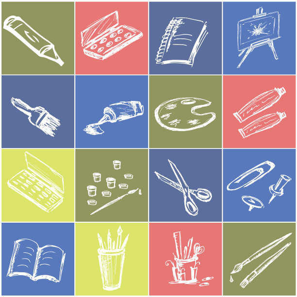 手绘文具图标图片下载