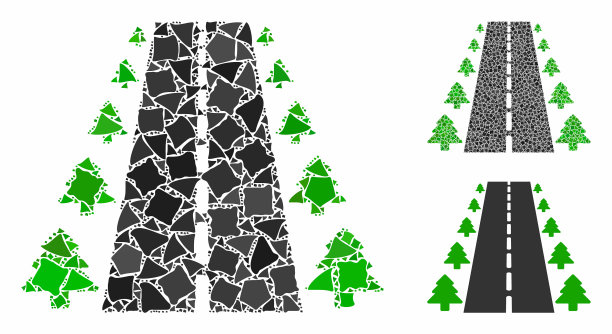 直路小巷组成图标不等图片下载