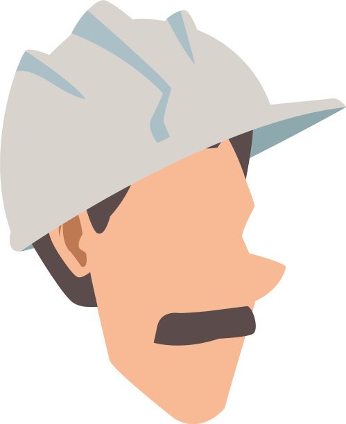 卡通男子与胡子和安全帽图标图片下载