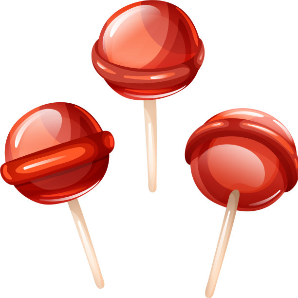 在棒棒糖上设置不同的红色棒棒糖图片下载