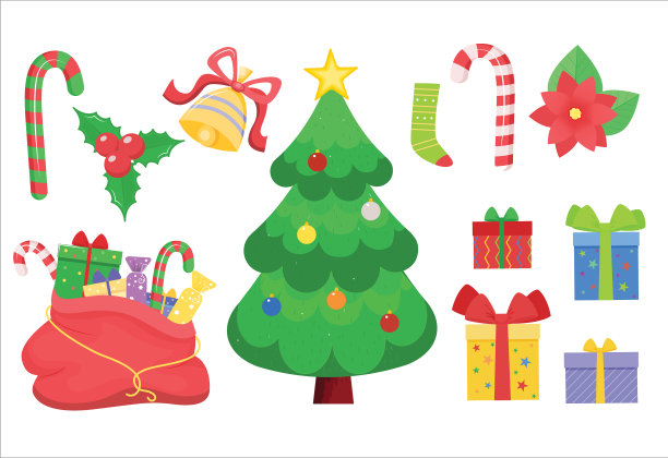 圣诞节摆好圣诞树和包装图片下载