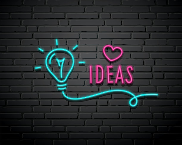 灯泡创意霓虹灯概念设计图片下载