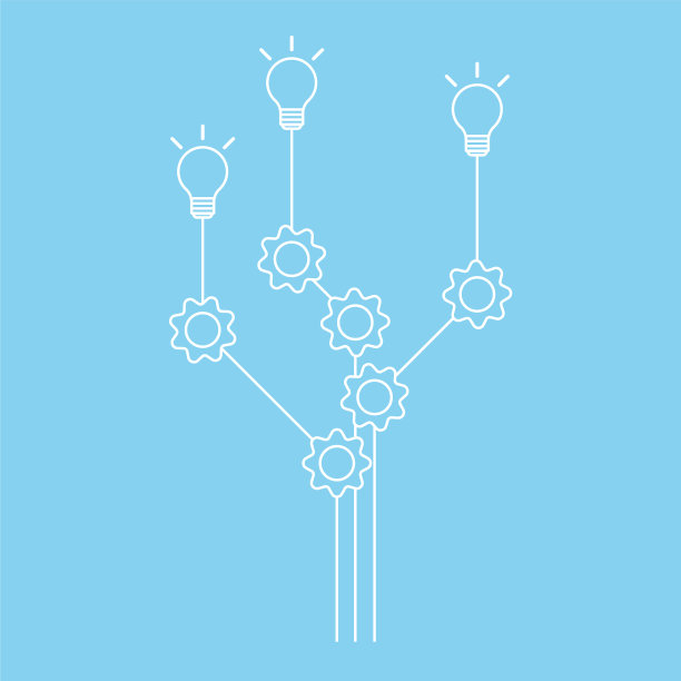齿轮和灯泡演示业务流程图片下载