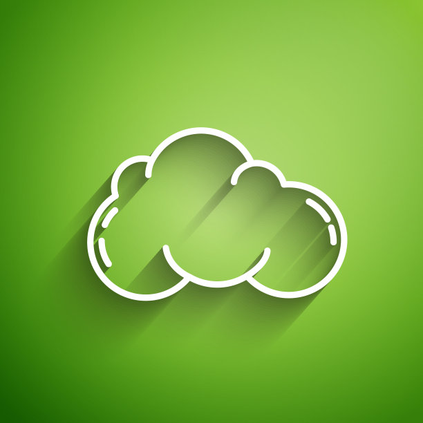 白线云图标孤立在绿色背景上图片下载