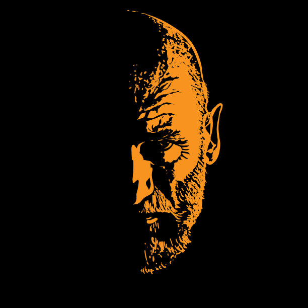 老人的肖像剪影在背光图片下载