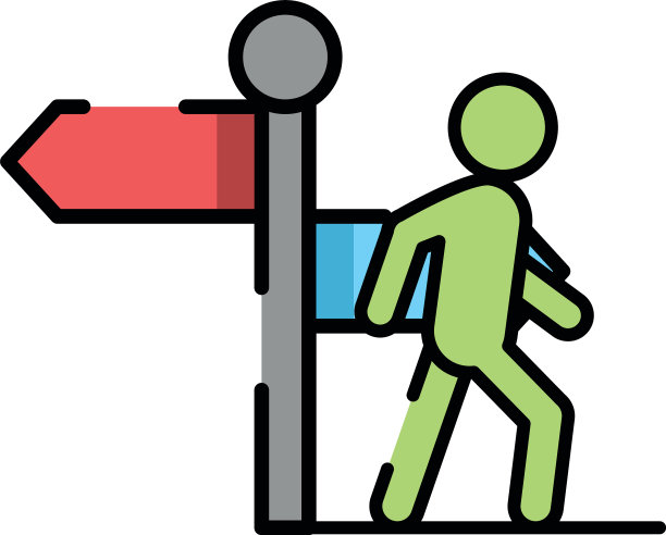 行人剪影步行者与箭头图片下载