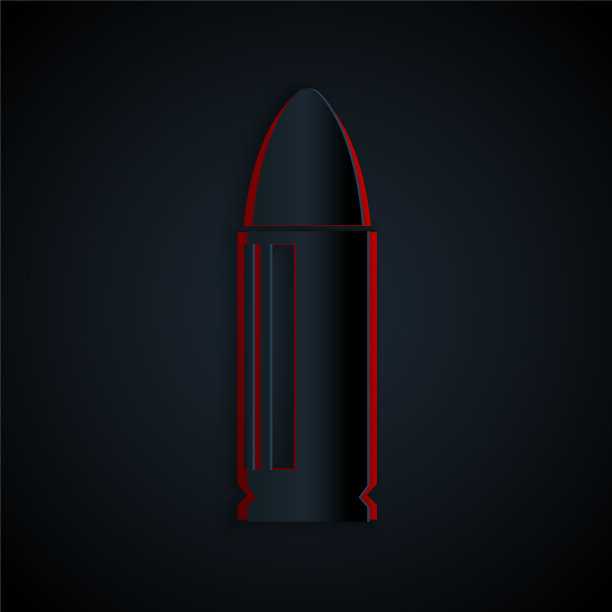 剪纸子弹图标孤立的黑色背景图片下载