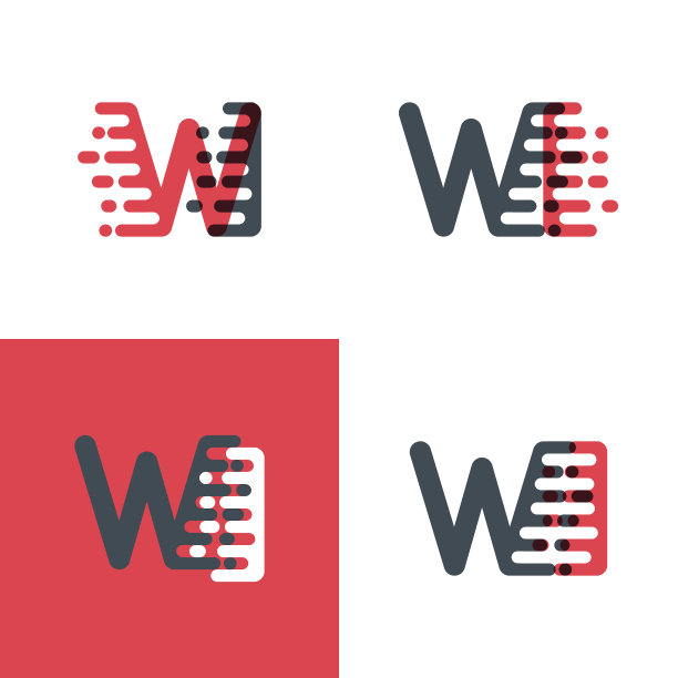 Wi字母标志与强调速度粉红色和黑色图片下载