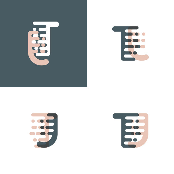 Tj字母标志与口音速度粉红和灰色图片下载