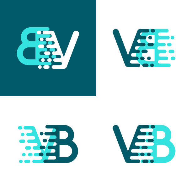 Vb字母标志与口音速度绿色和蓝色图片下载