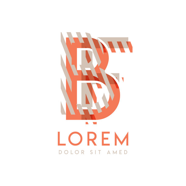 彩色的标志设计与粉色、橙色和灰色图片下载