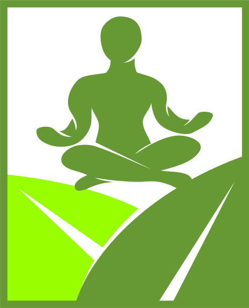 瑜伽叶广场标志设计冥想孤立图片下载