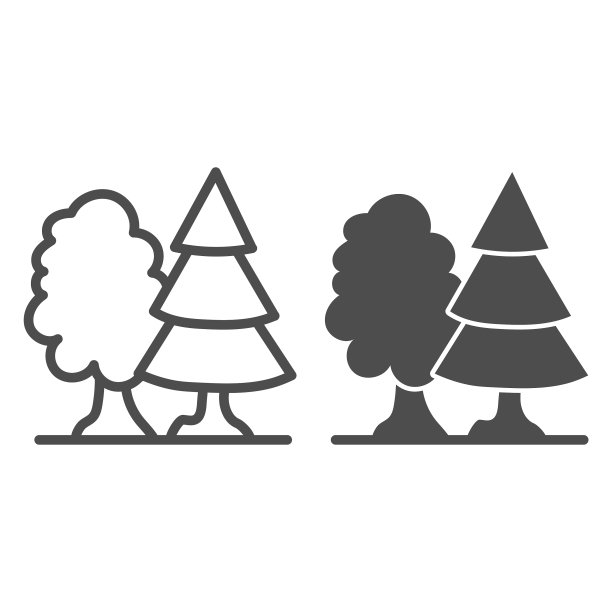 森林线和字形图标树图片下载