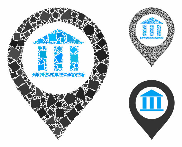 银行大楼指针组成图标崎岖图片下载