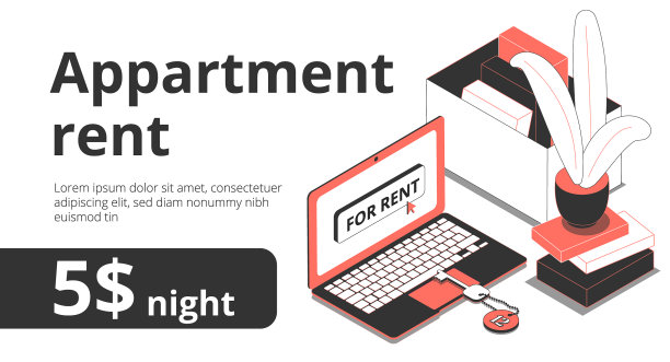 公寓租金等距条幅图片下载