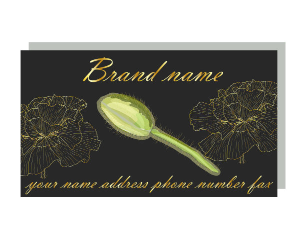 名片与红色罂粟的形象业务图片下载