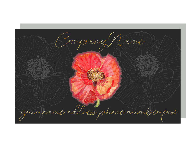 名片与红色罂粟的形象业务图片下载