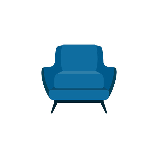 平面卡通蓝色扶手椅孤立在白色图片下载