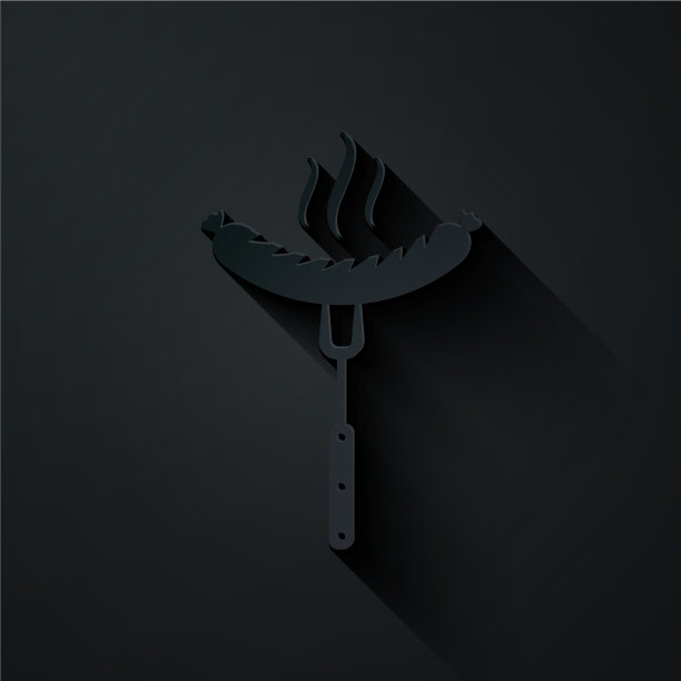 纸切香肠叉子与蒸汽图标图片下载