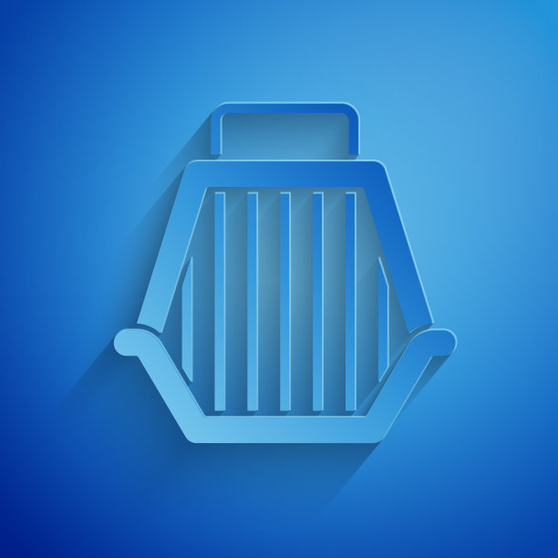 剪纸宠物携带箱子图标孤立在蓝色图片下载