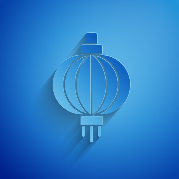 剪纸日本纸灯笼图标孤立上图片下载