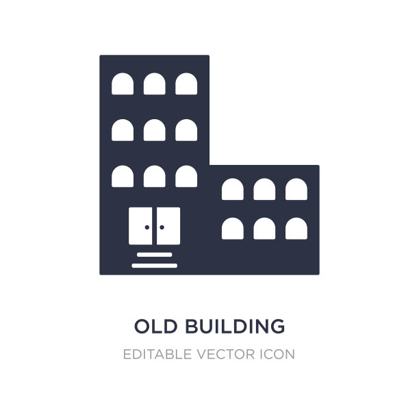 老建筑图标上的白色背景简单图片下载