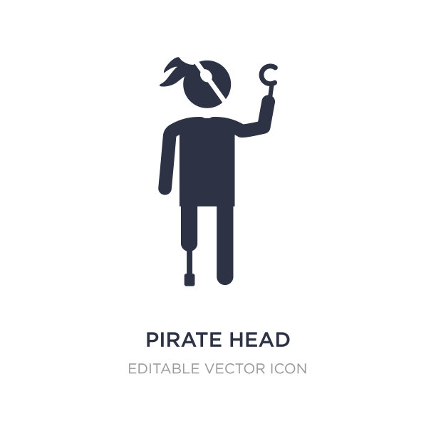 海盗头图标上的白色背景简单图片下载