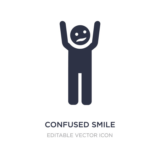 困惑的微笑图标上的白色背景简单图片下载