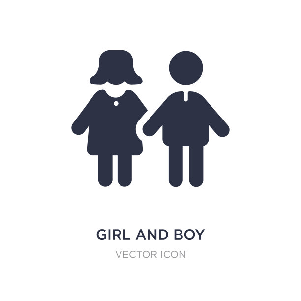女孩和男孩图标上的白色背景简单图片下载