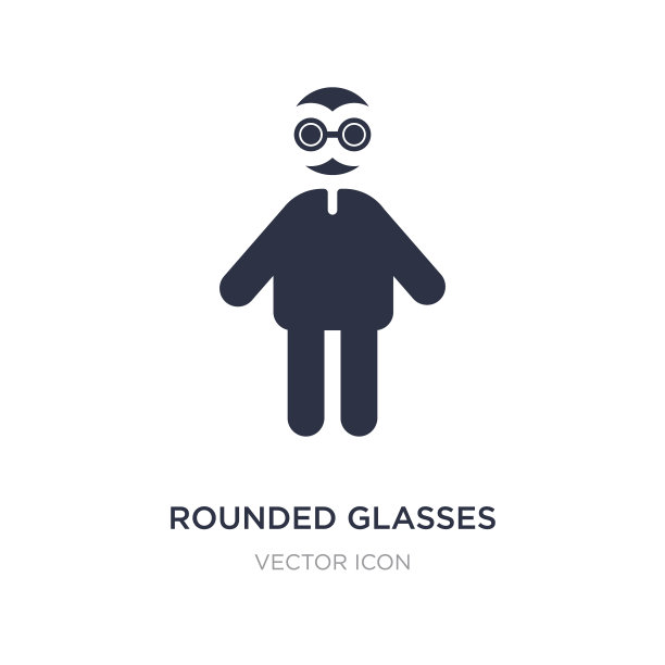 圆形眼镜图标上的白色背景简单图片下载