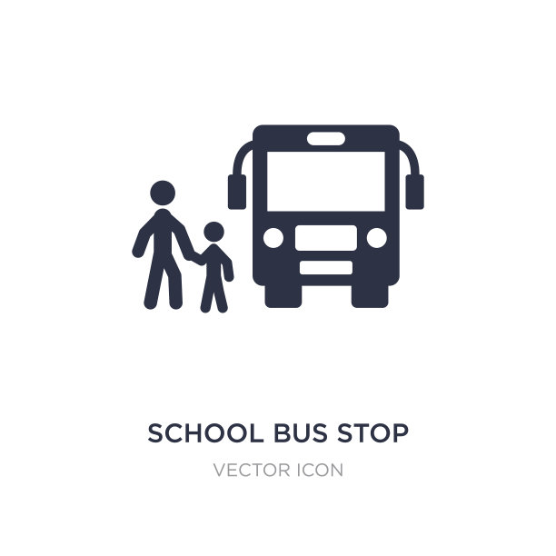 学校巴士站图标上的白色背景简单图片下载