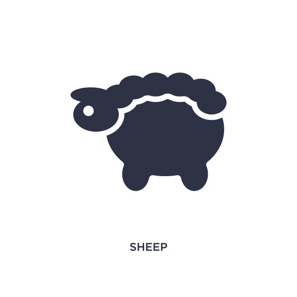 绵羊图标上的白色背景简单的元素图片下载