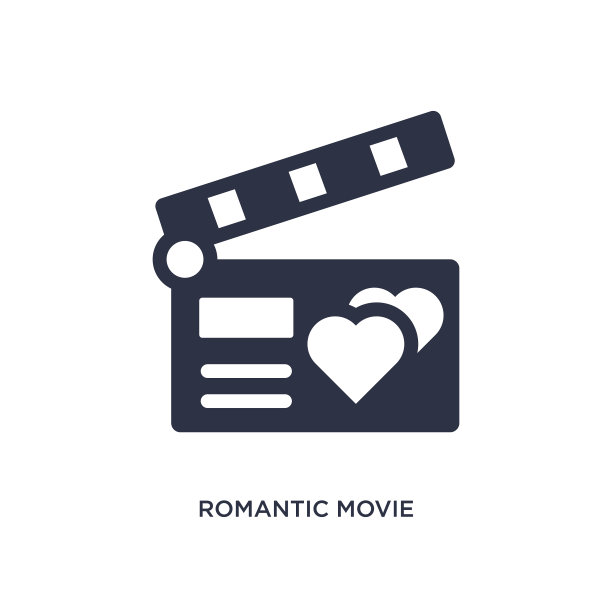 浪漫的电影图标上的白色背景简单图片下载