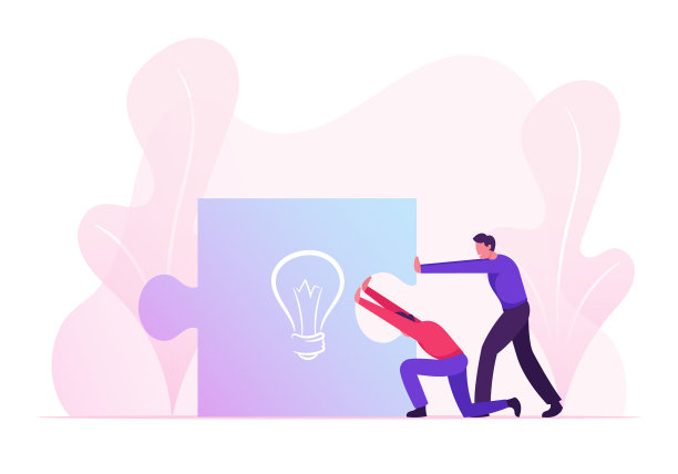 商业人士把巨大的拼图拼在一起图片下载