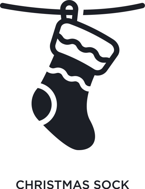 圣诞袜孤立图标简单的元素图片下载