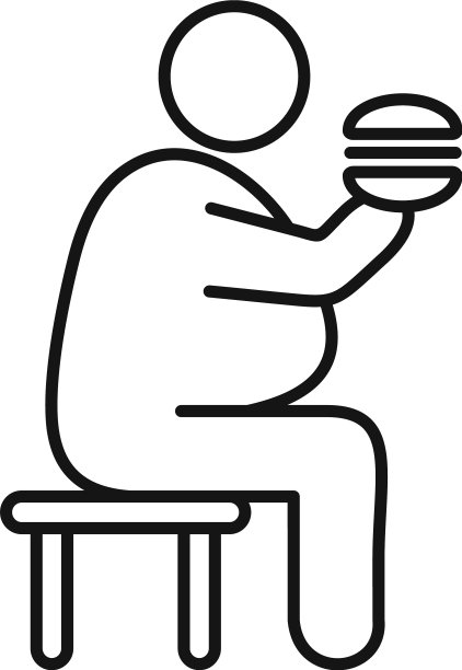 超重男子吃汉堡图标轮廓风格图片下载