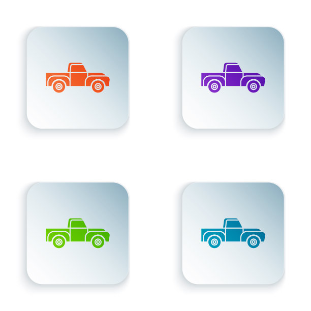 彩色皮卡图标孤立在白色图片下载