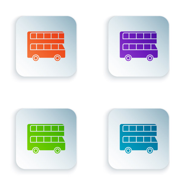 彩色双层巴士图标隔离在白色图片下载