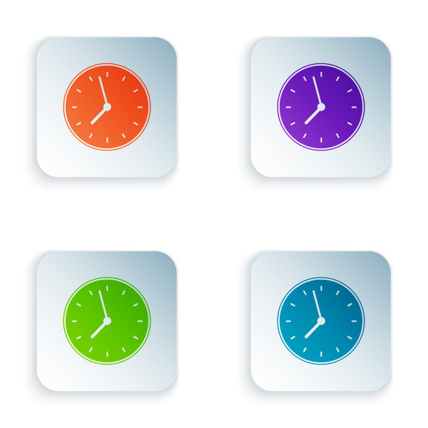 彩色时钟图标孤立在白色背景图片下载