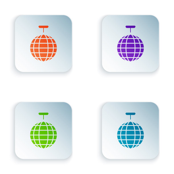 彩色迪斯科球图标孤立的白色背景图片下载