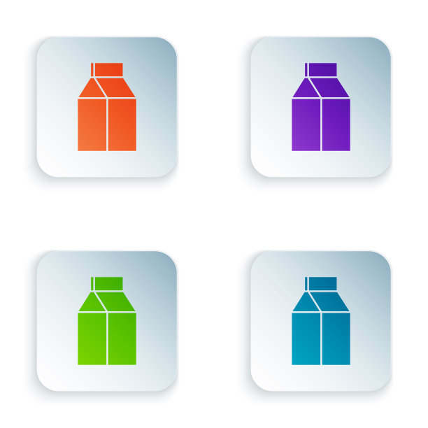 彩色纸包上为牛奶图标隔离图片下载