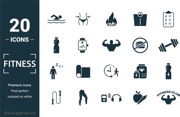 健身图标集包括创意元素池图片下载