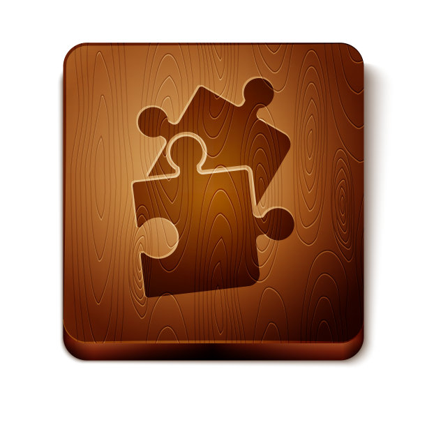 棕色块拼图图标孤立在白色图片下载