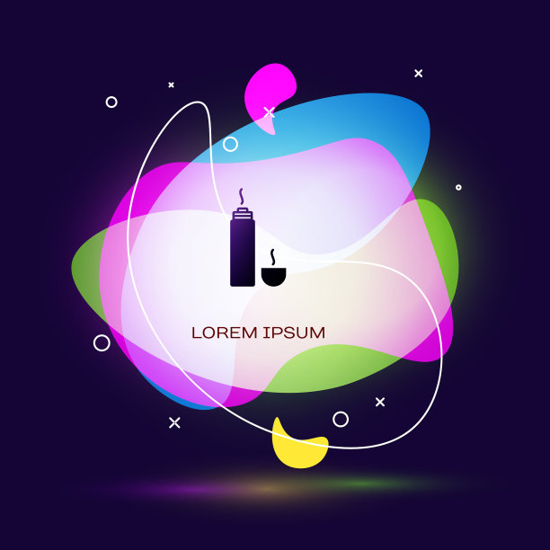 黑色热水瓶容器图标隔离在深蓝色图片下载