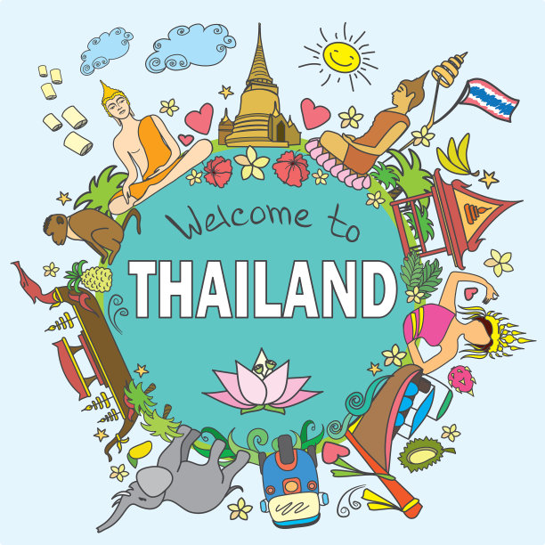 泰国设置泰国颜色的图标和符号图片下载