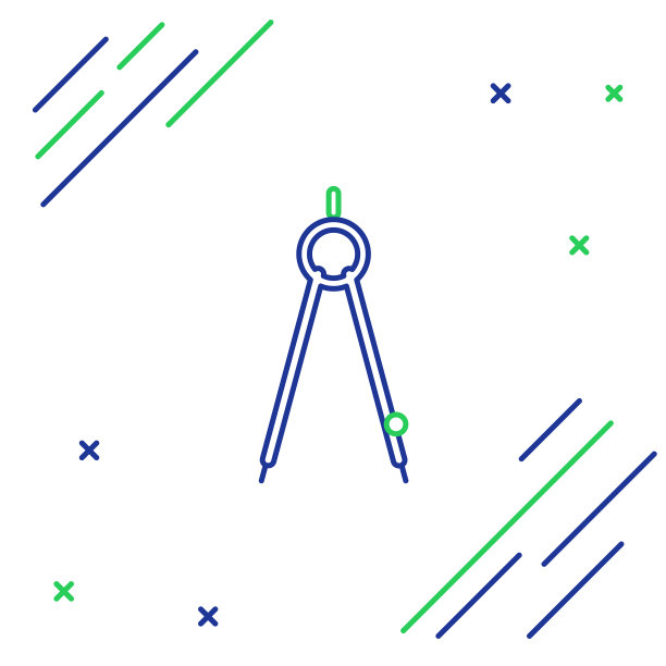 蓝色和绿色线绘制罗盘图标孤立图片下载