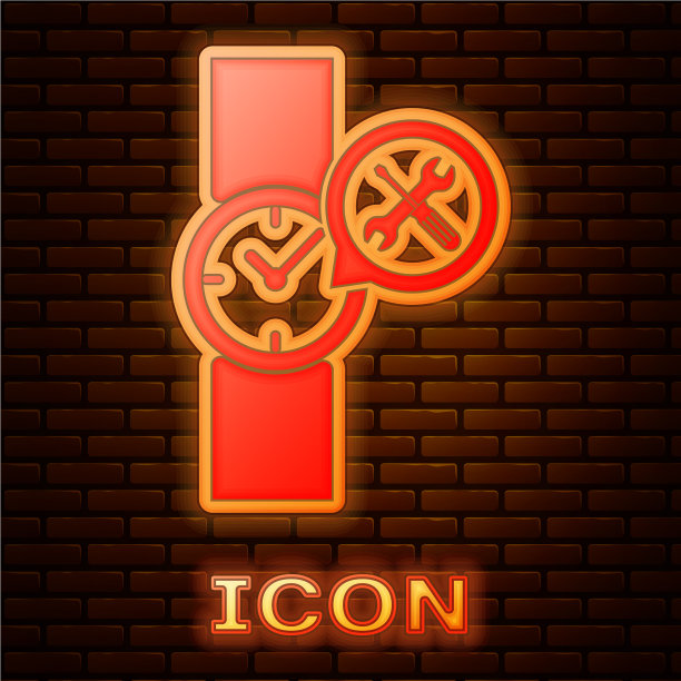 发光霓虹灯腕表与螺丝刀和图片下载